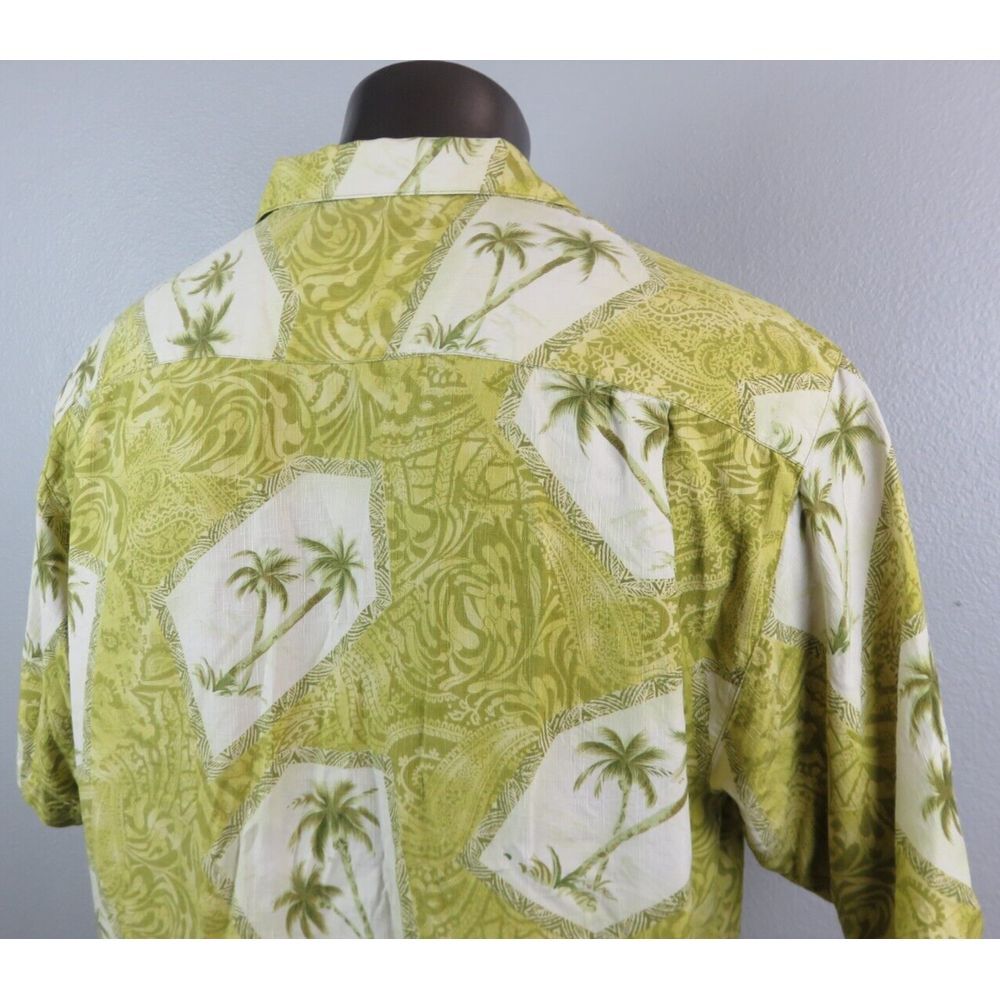 Mens Tommy Bahama Shirt Hawaiian Button Front Paisley Floral Green Size L Silk - Picture 6 of 8